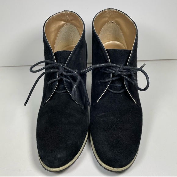 Joe Fresh black suede lace up white heels bootie Size 6 - Picture 4 of 8